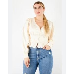 Forever 21 V Neck Puff Sleeve Silky Top Size 2X